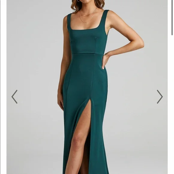 green emerald velvet dress Eva Size M 3329 Hunter Green Bridesmaid Dress – Bridal Sense main image 1